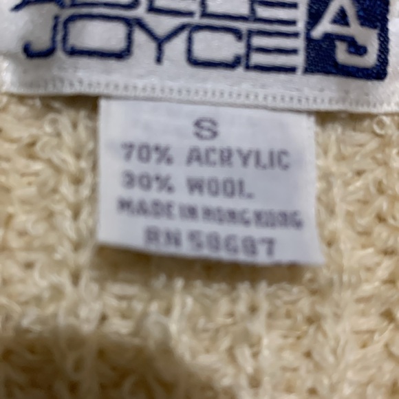 Adele Joyce Sweater Cardigan Jacket S Stretchy Creamy Ivory Acrylic Wool Blend - Picture 12 of 12